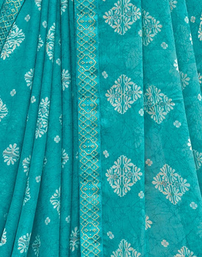 Blue Chiffon Printed Saree