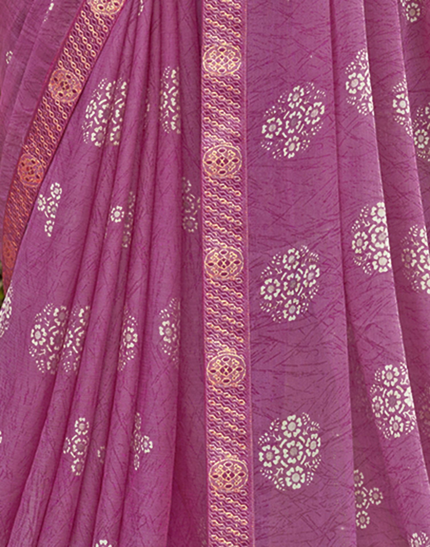 Light Magenta Chiffon Printed Saree