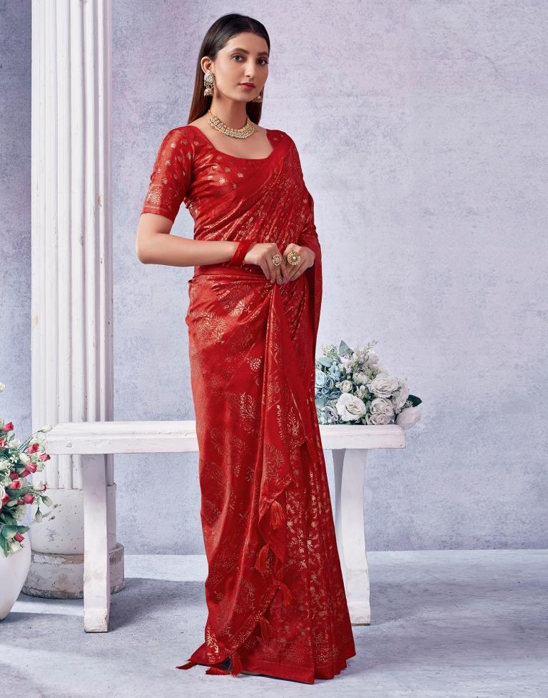 Red Silk Printed Saree