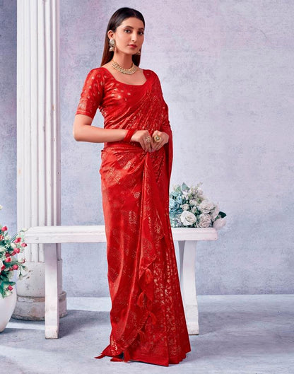 Red Silk Printed Saree