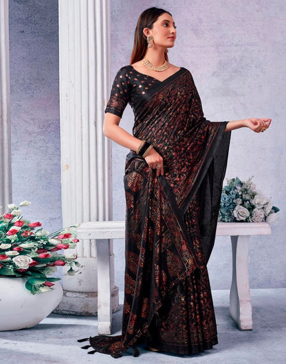 Black Silk Printed Saree