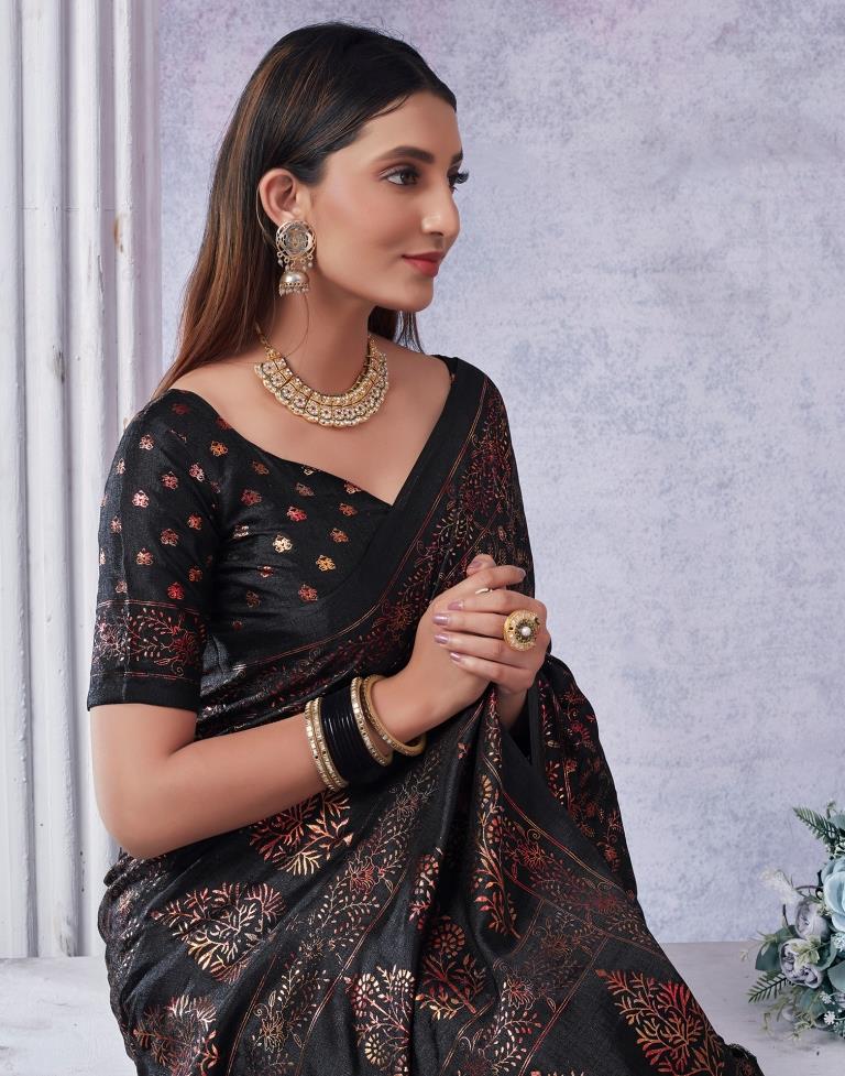 Black Silk Printed Saree