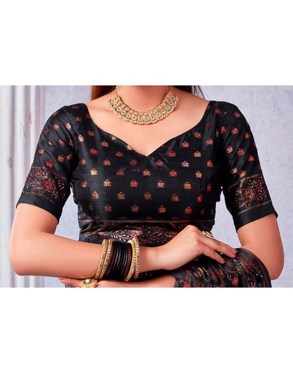 Black Silk Printed Saree