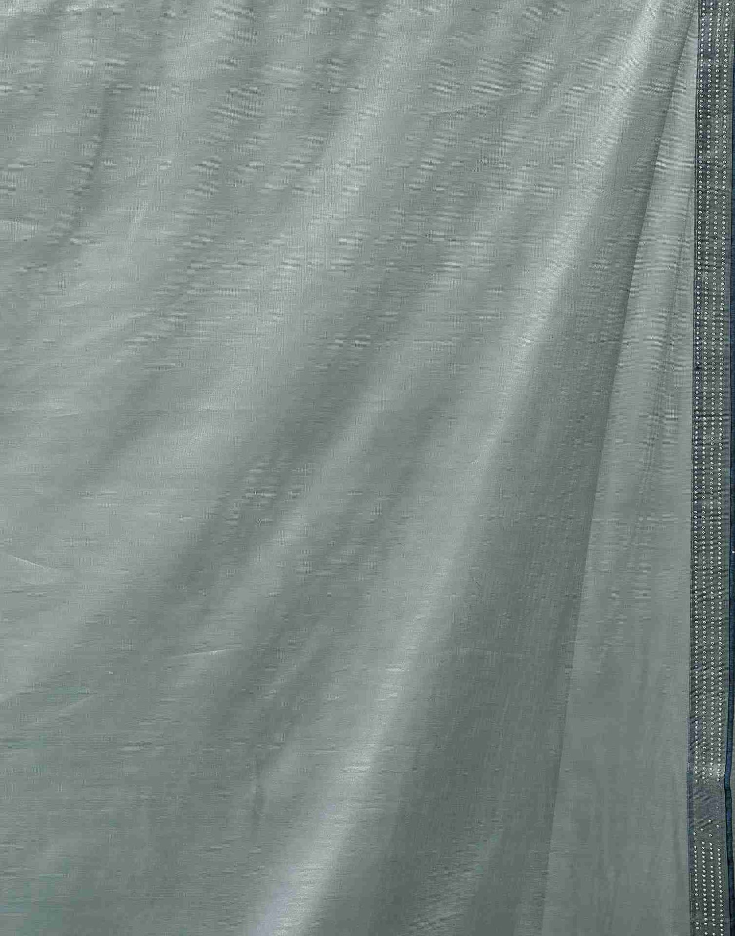 Grey Net Stone Work Plain Saree