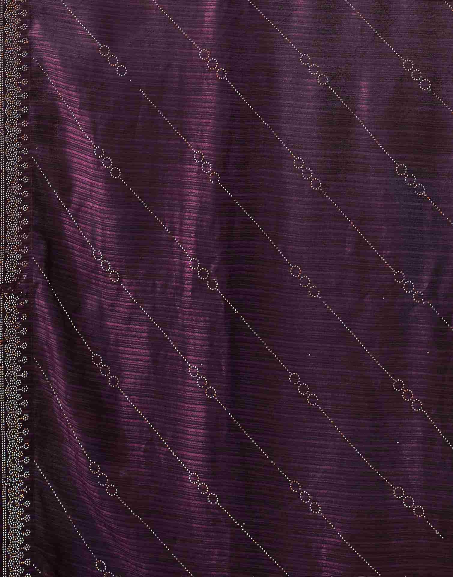 Deep Purple Chiffon Stone Work Swarovski Saree