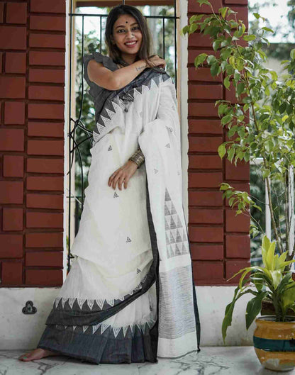 White Cotton Woven Saree