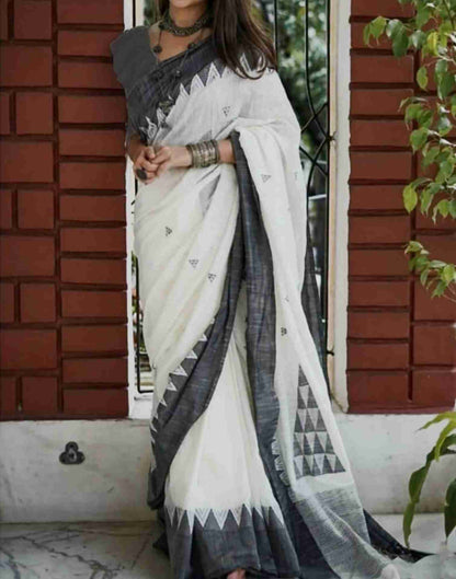 White Cotton Woven Saree