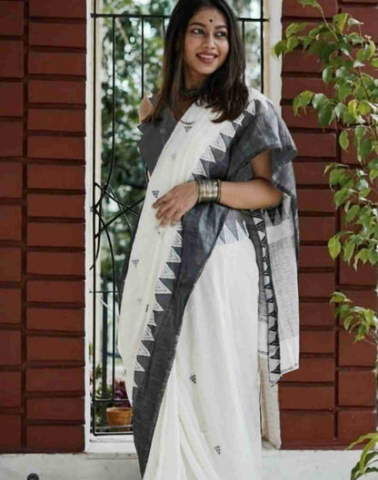 White Cotton Woven Saree