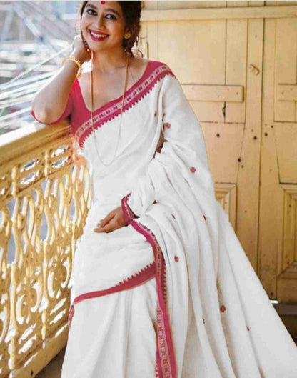 White Cotton Woven Saree