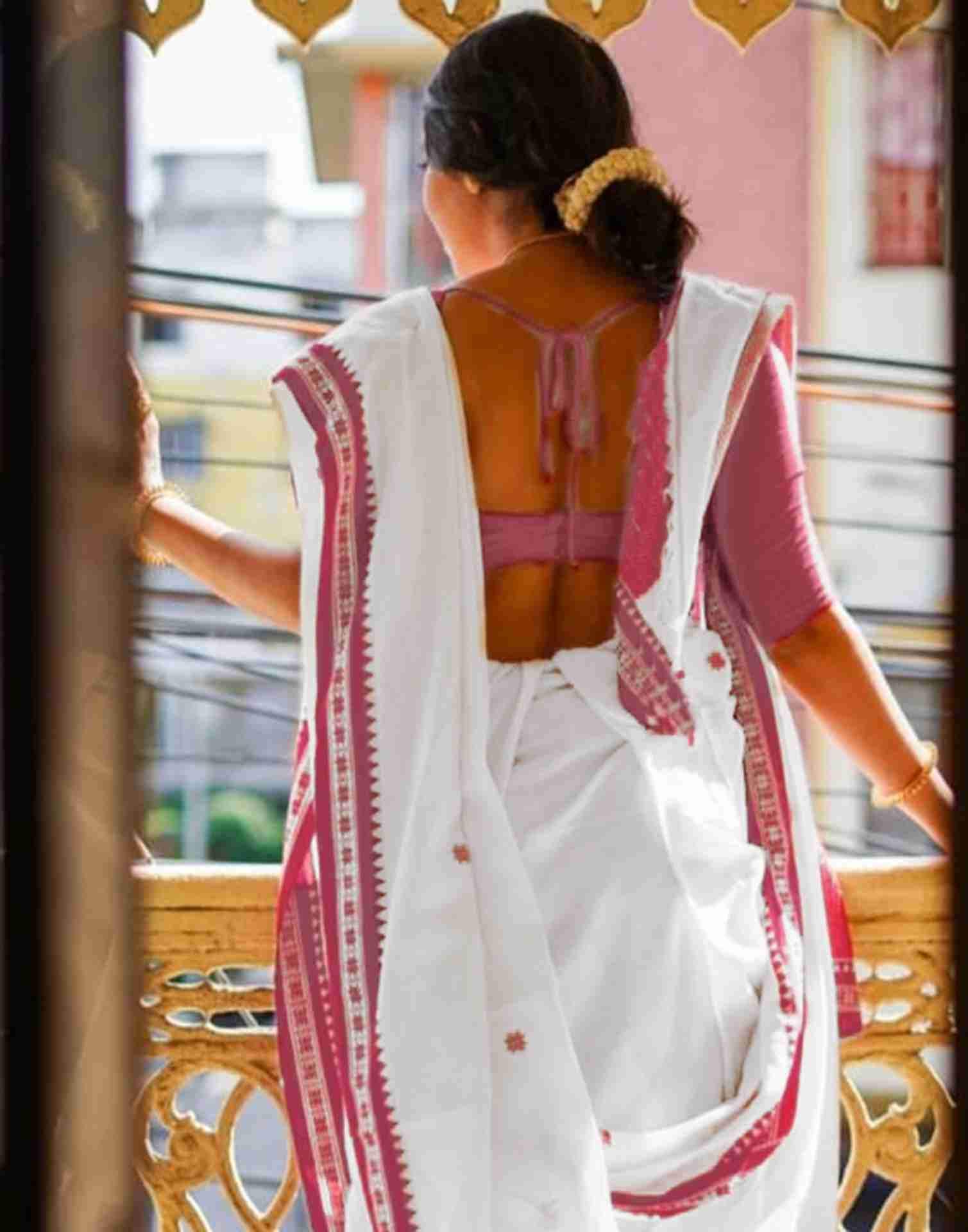 White Cotton Woven Saree