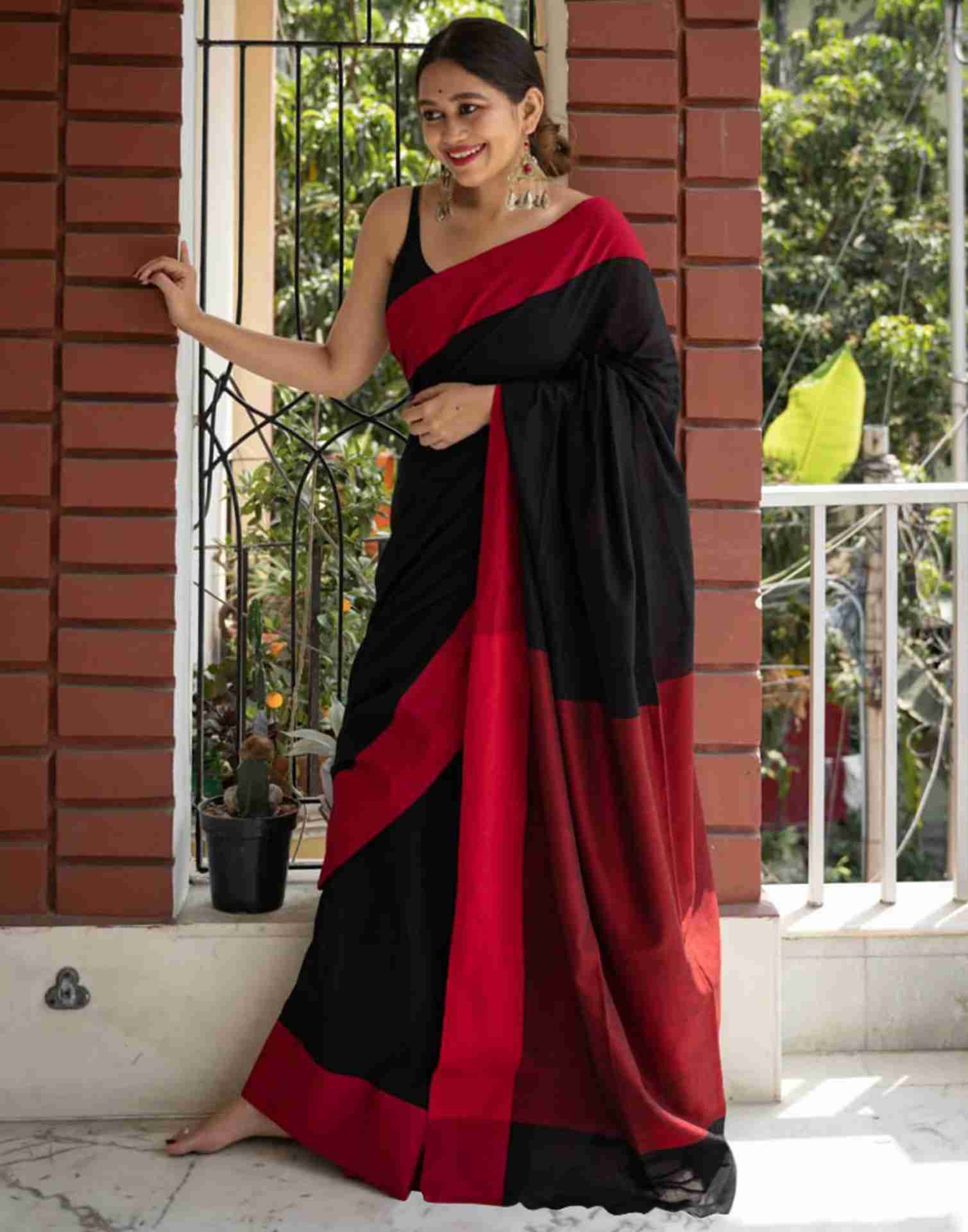 Maroon Cotton Woven Saree