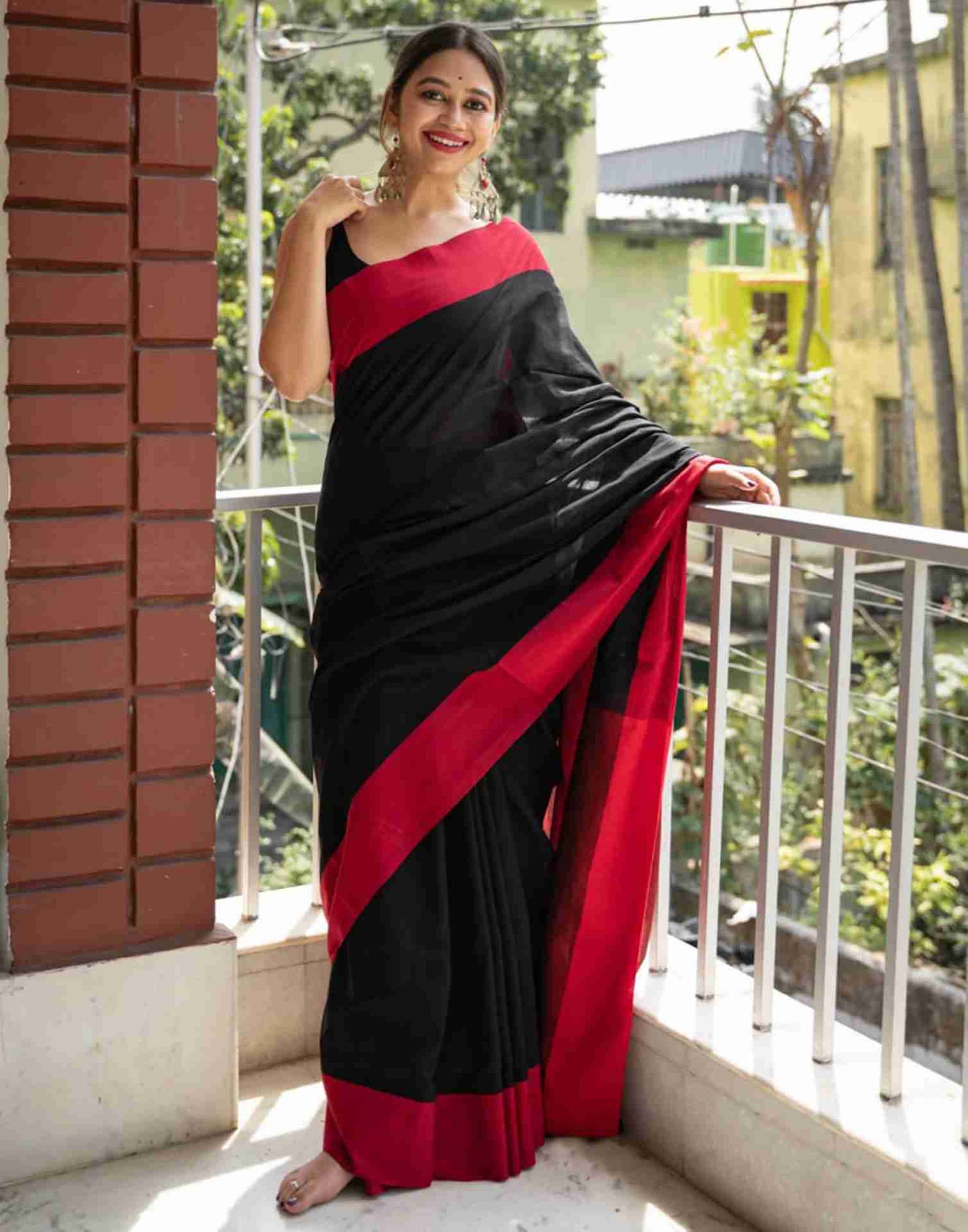 Maroon Cotton Woven Saree