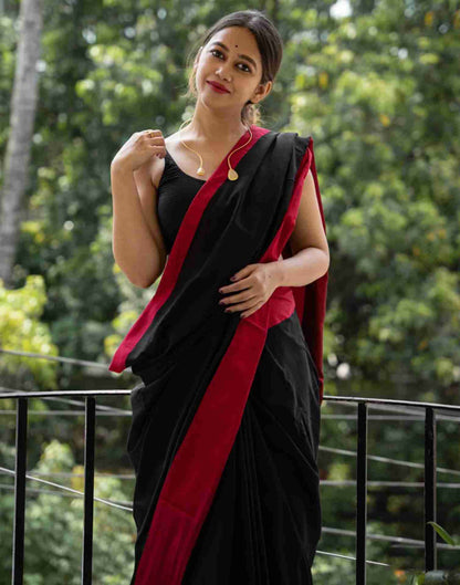 Maroon Cotton Woven Saree