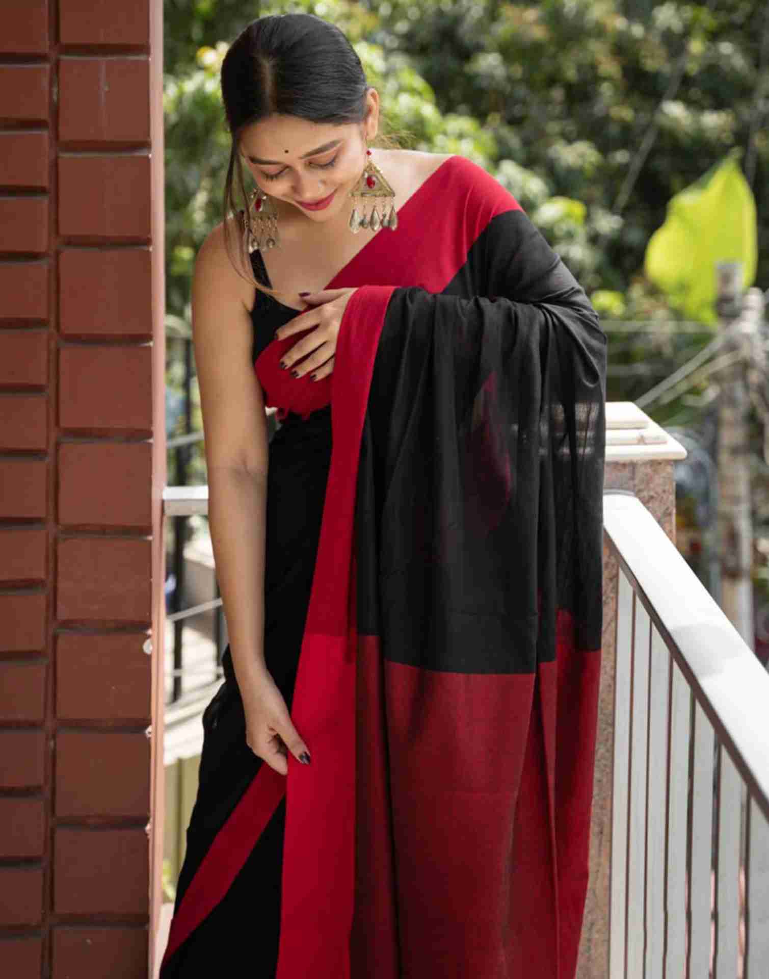 Maroon Cotton Woven Saree