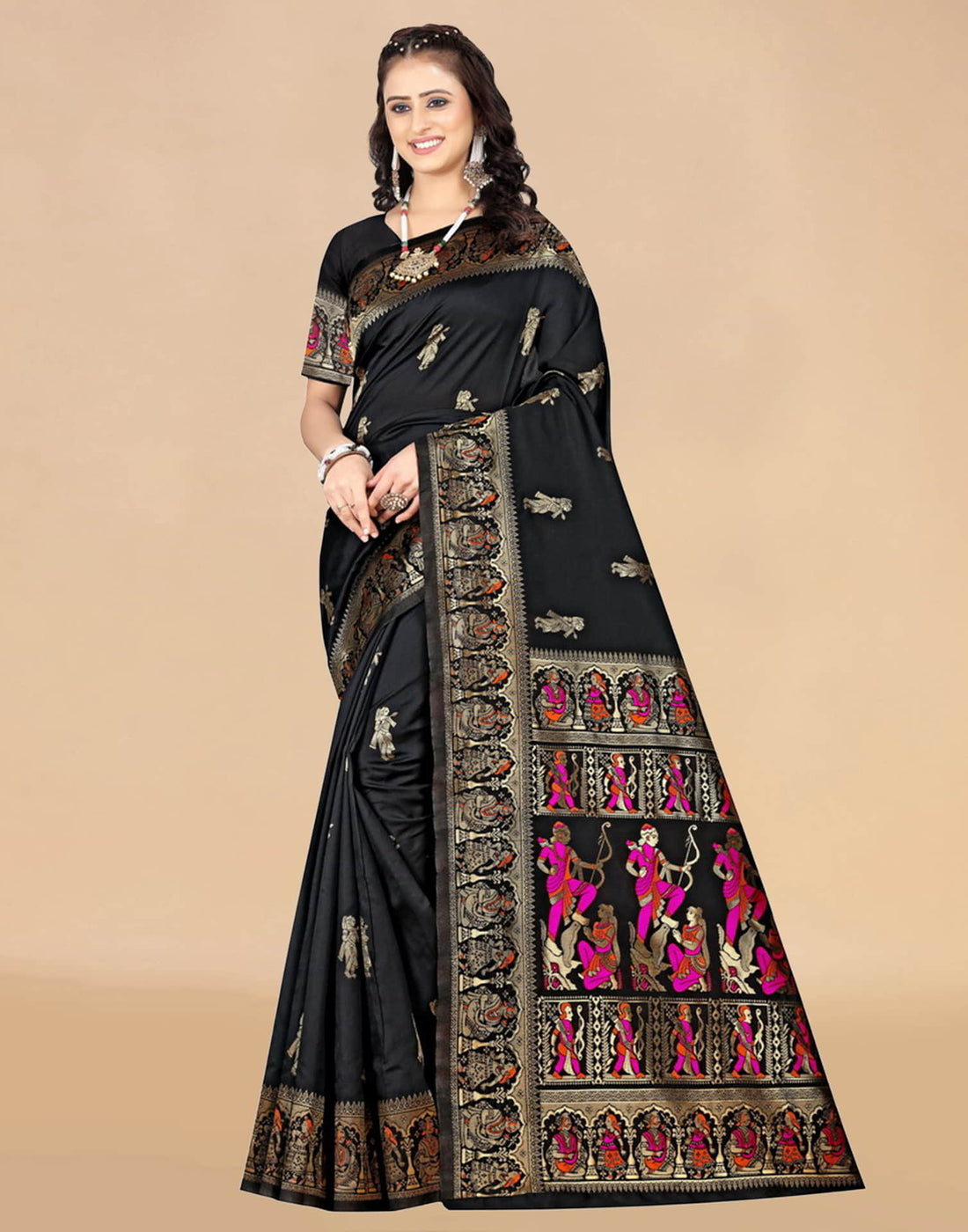 Black Paithani Silk Woven Saree