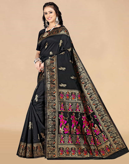 Black Paithani Silk Woven Saree