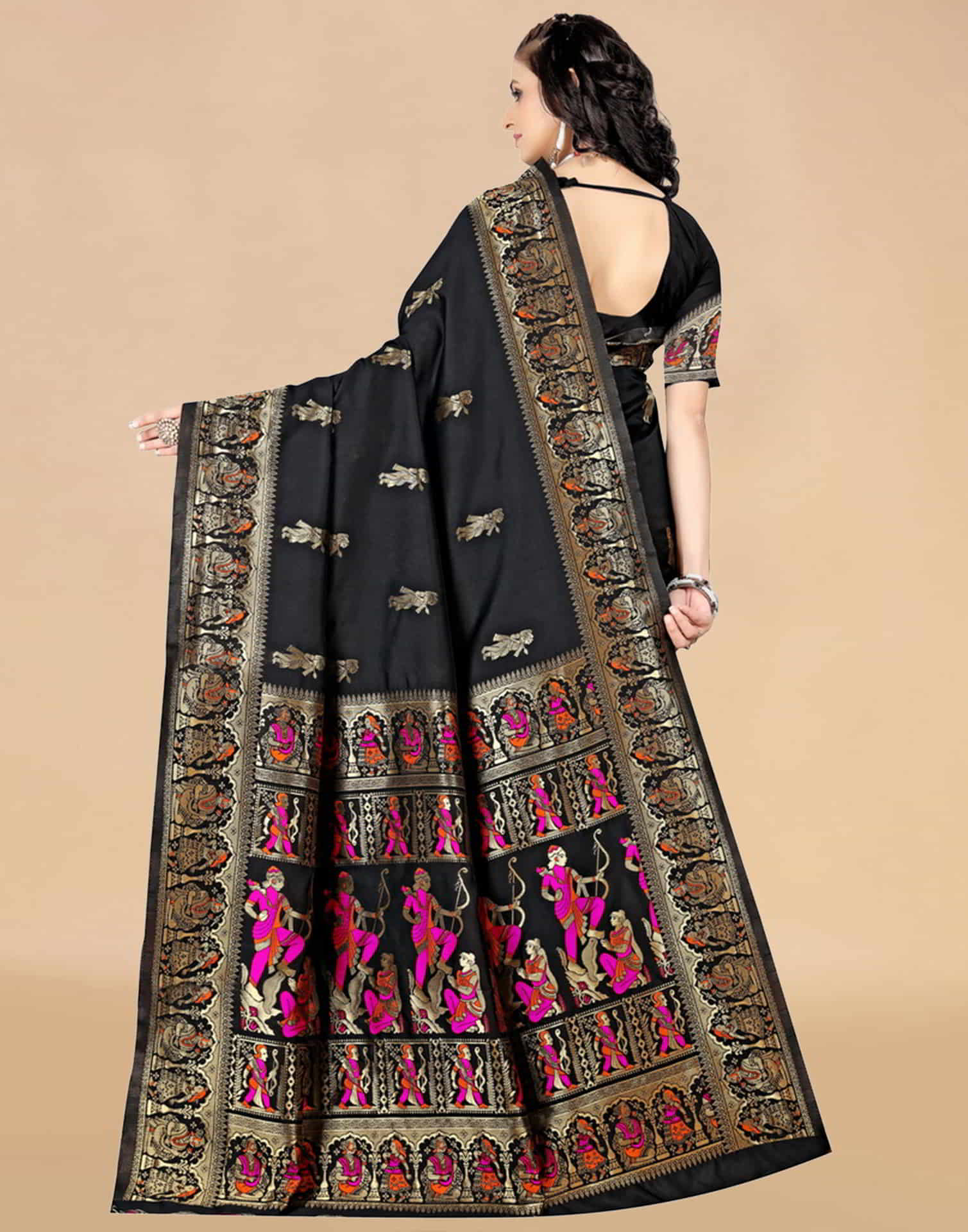 Black Paithani Silk Woven Saree