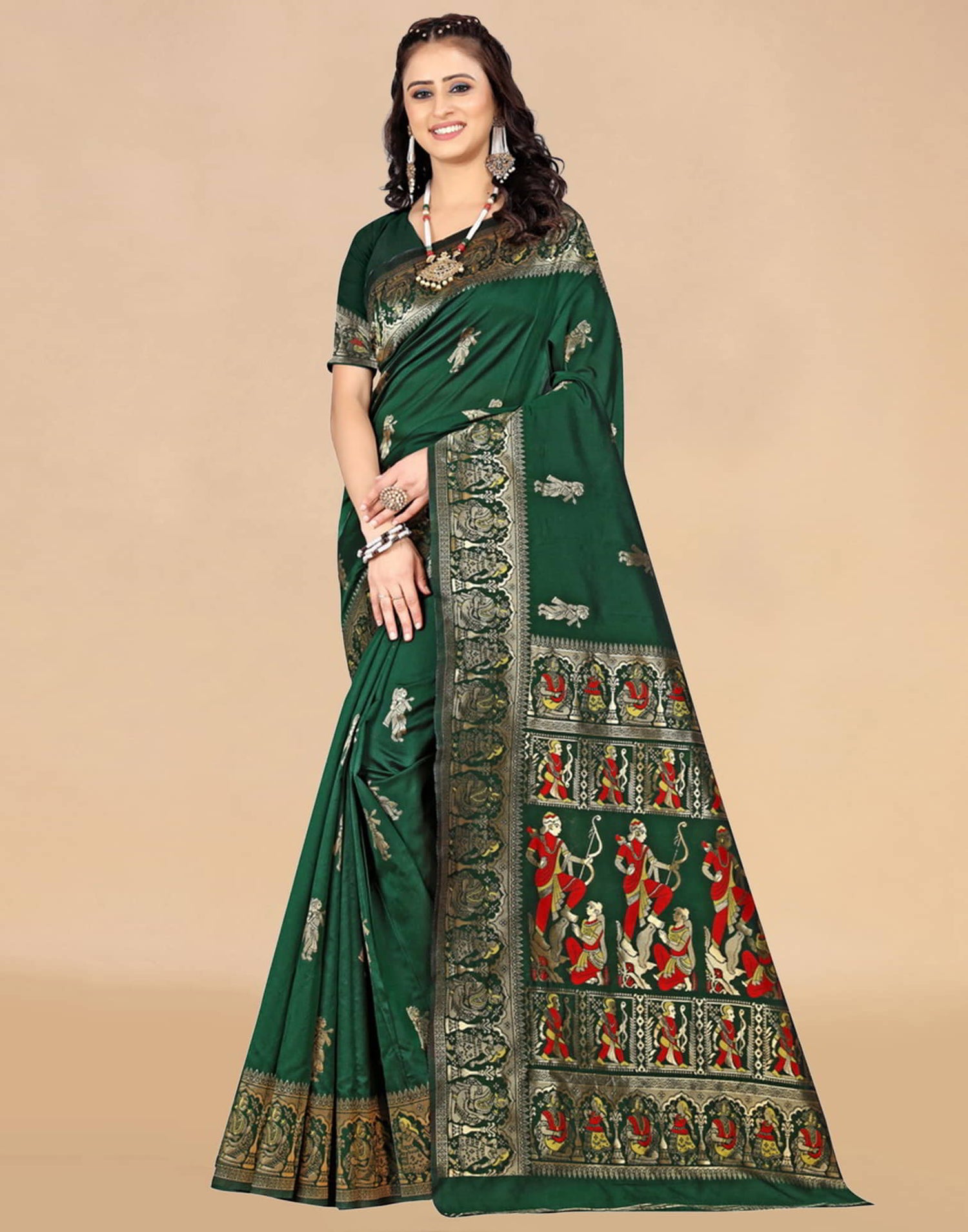 Green Paithani Silk Woven Saree