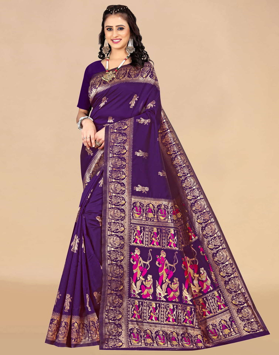 Purple Paithani Silk Woven Saree