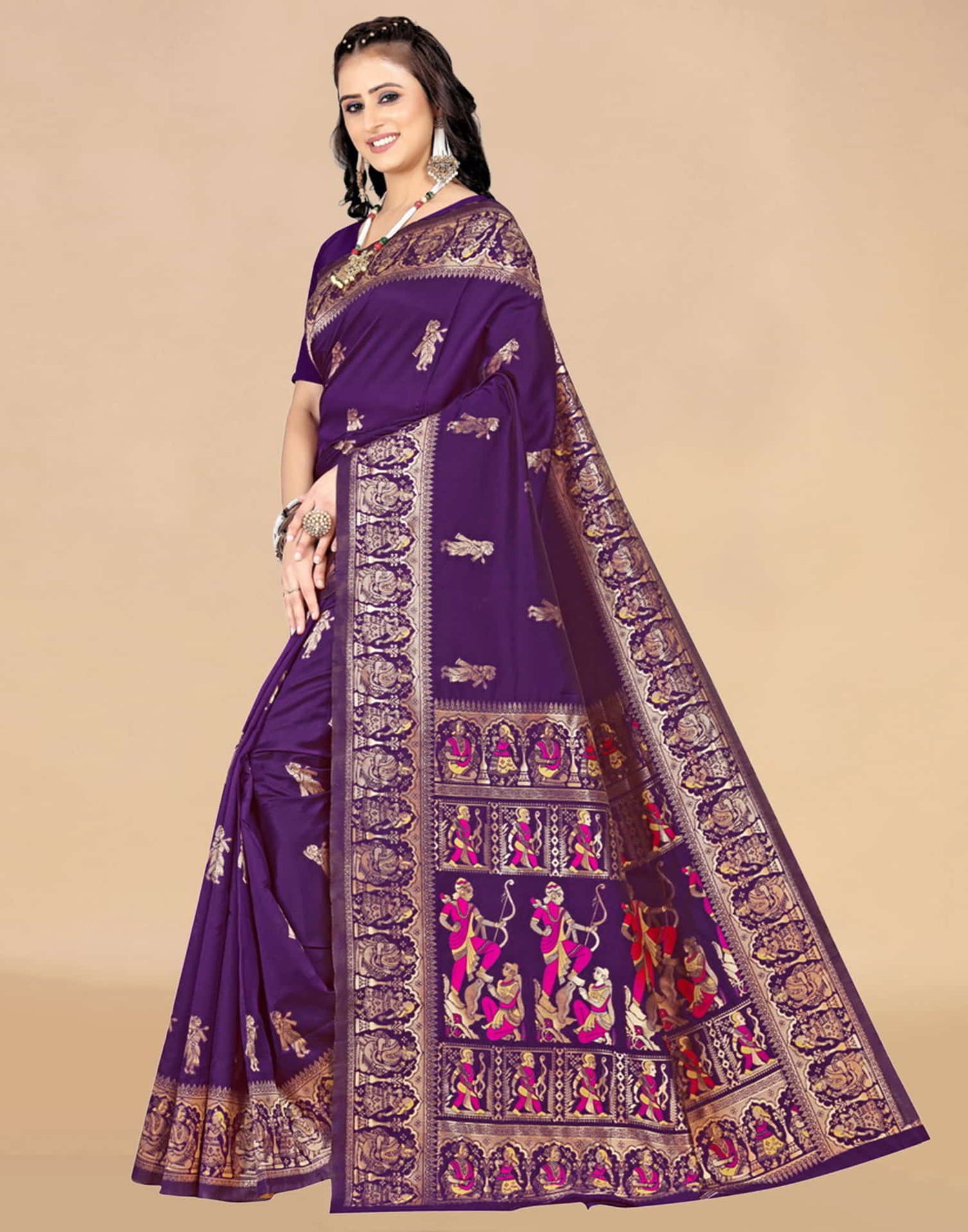 Purple Paithani Silk Woven Saree