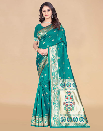 Green Paithani Silk Woven Saree