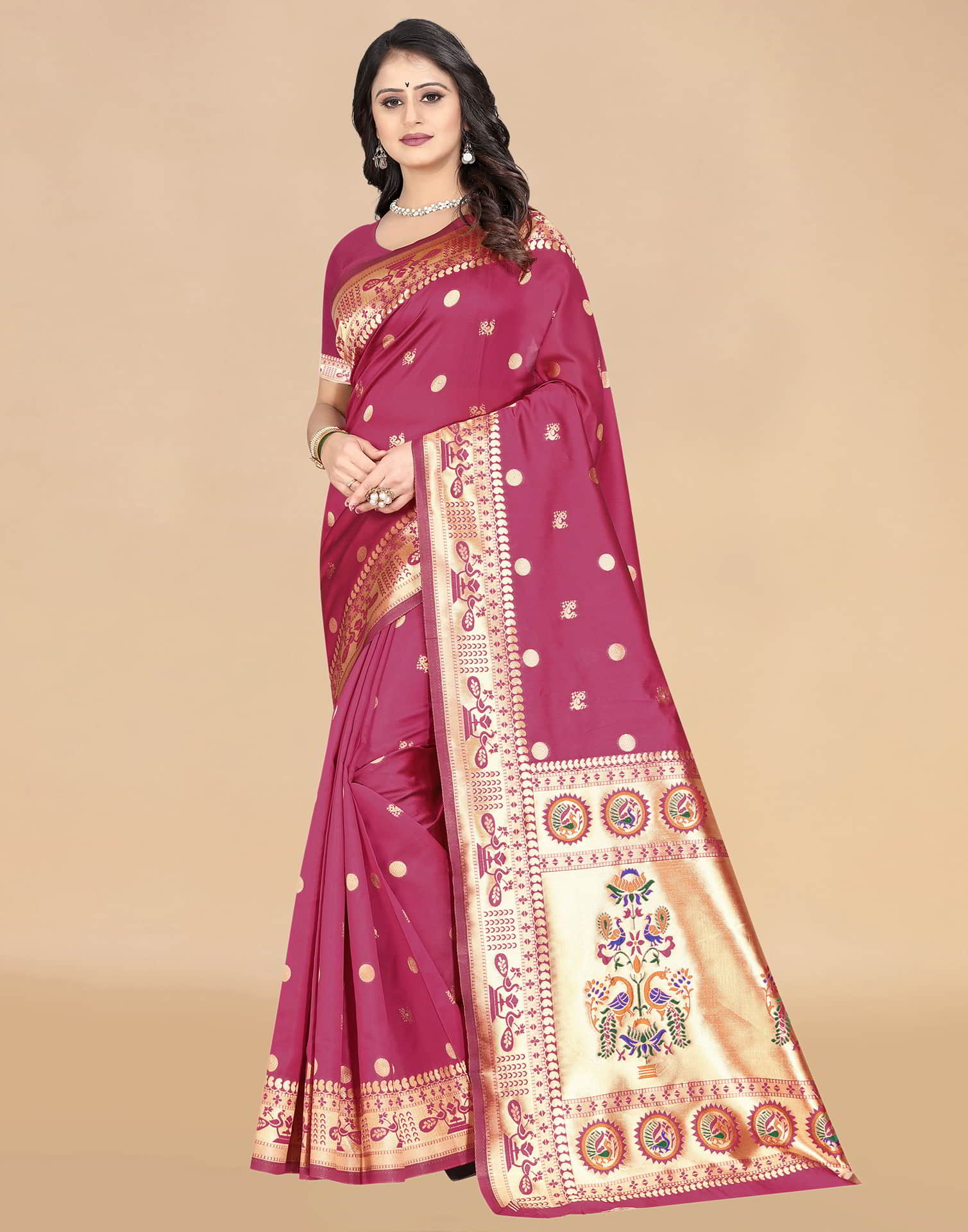 Pink Paithani Silk Woven Saree