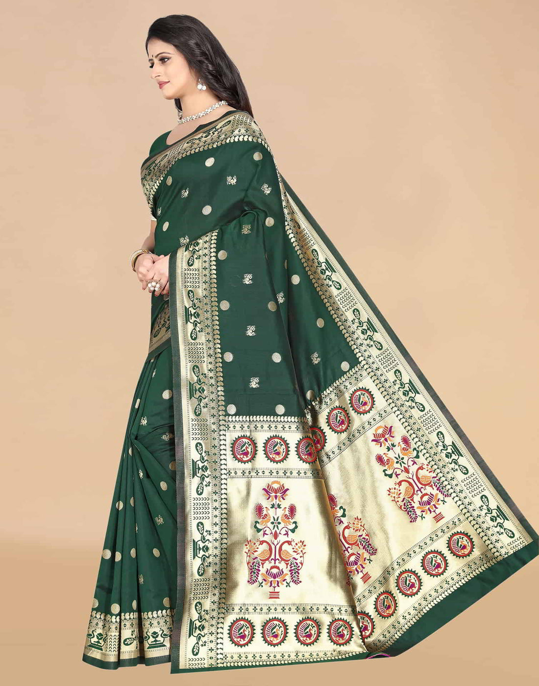 Green Paithani Silk Woven Saree