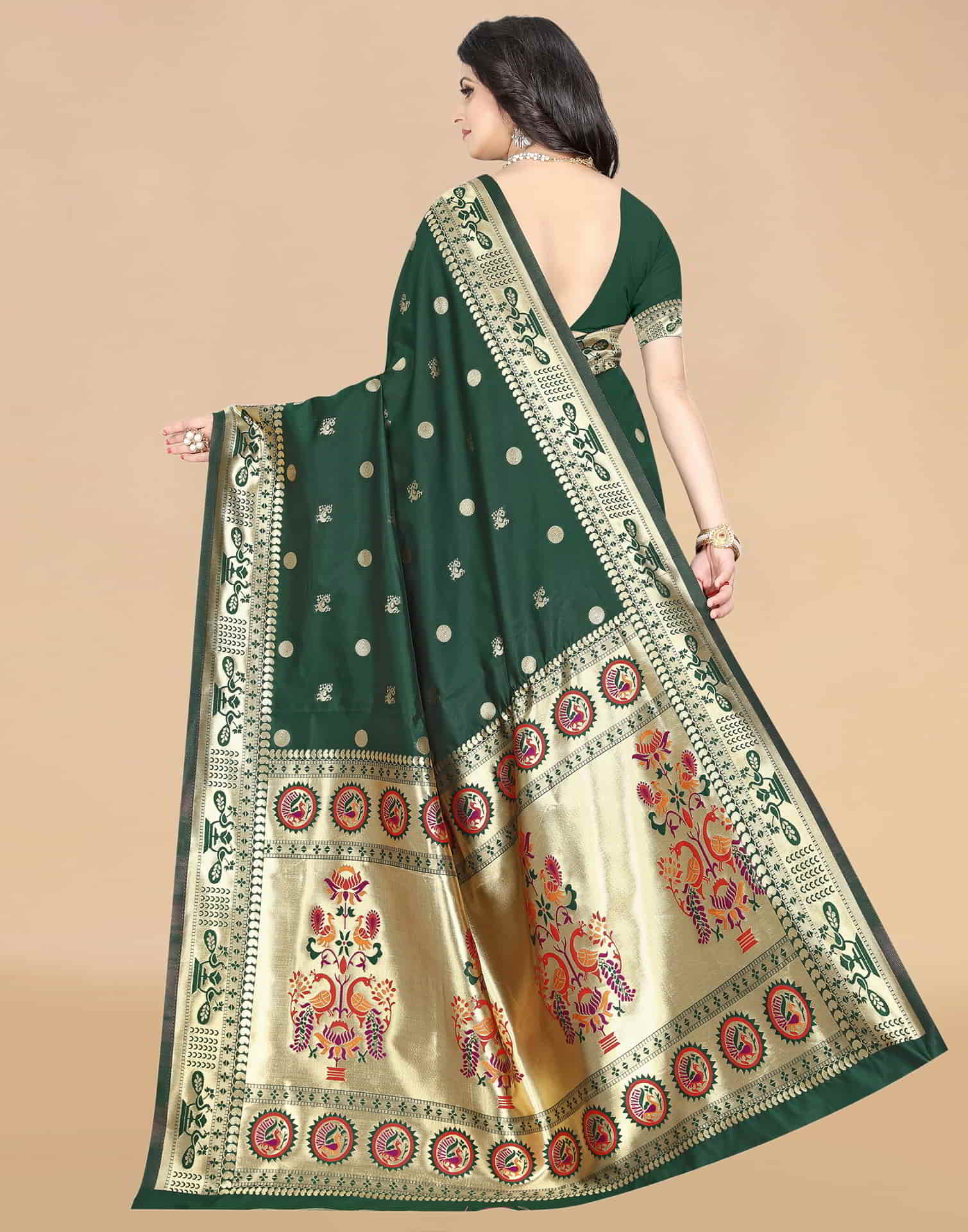 Green Paithani Silk Woven Saree