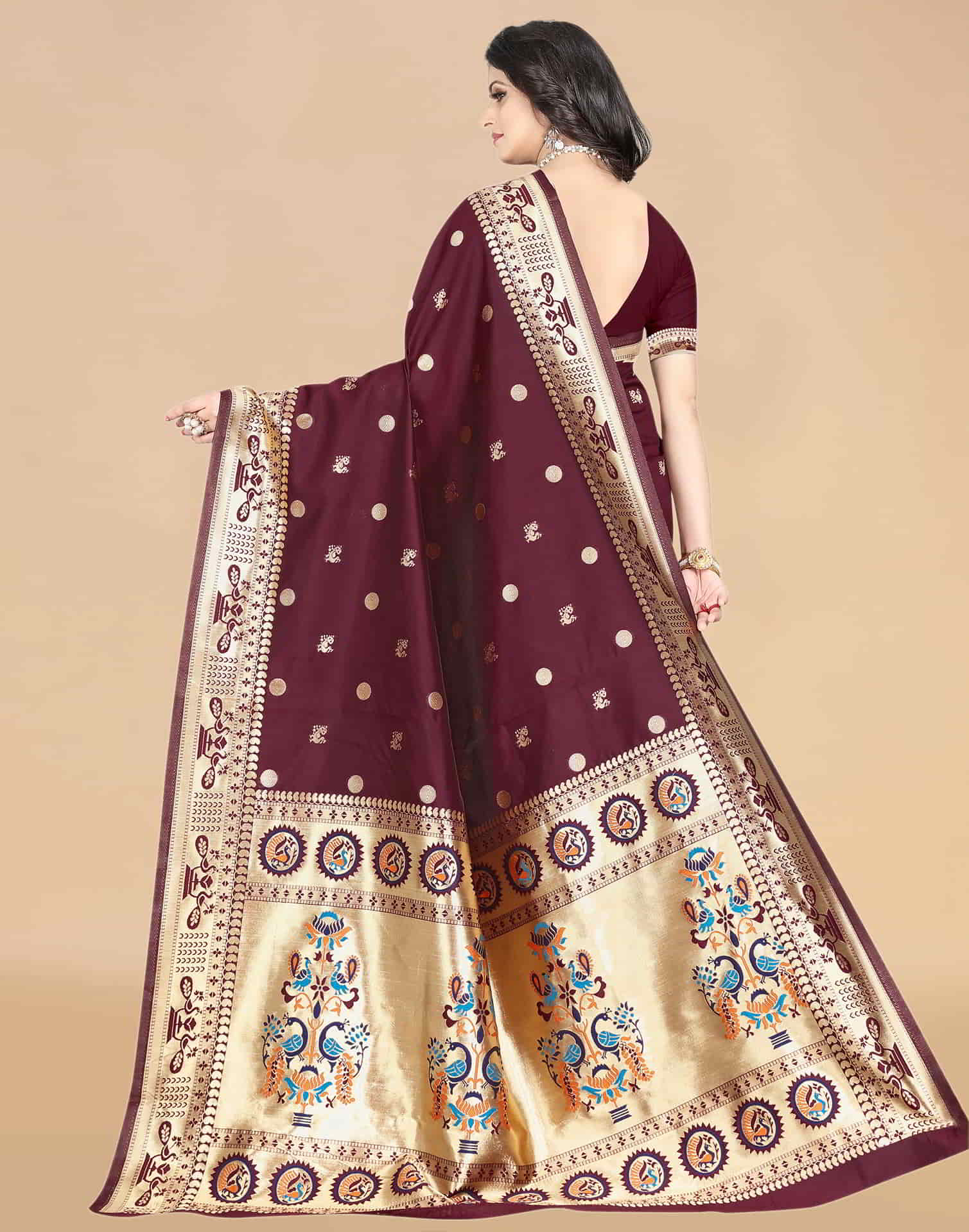 Maroon Paithani Silk Woven Saree