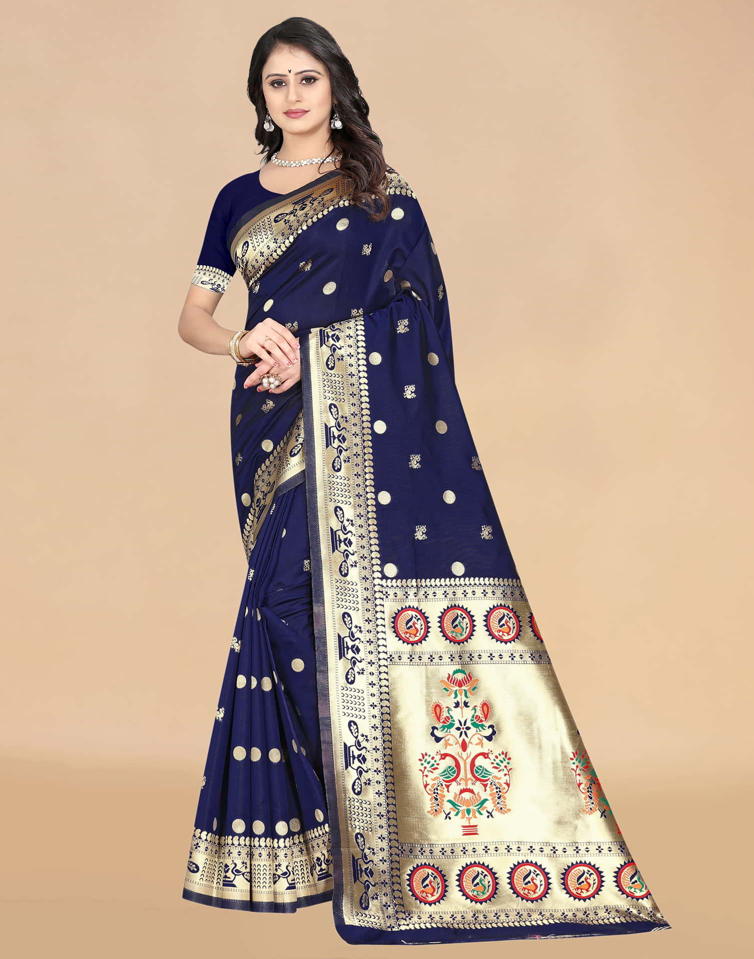 Blue Paithani Silk Woven Saree