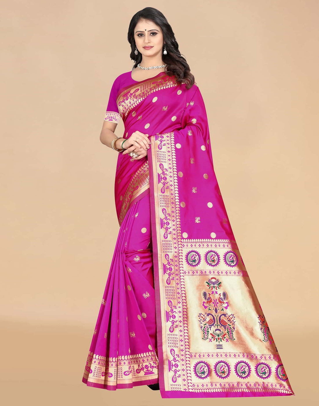 Pink Paithani Silk Woven Saree