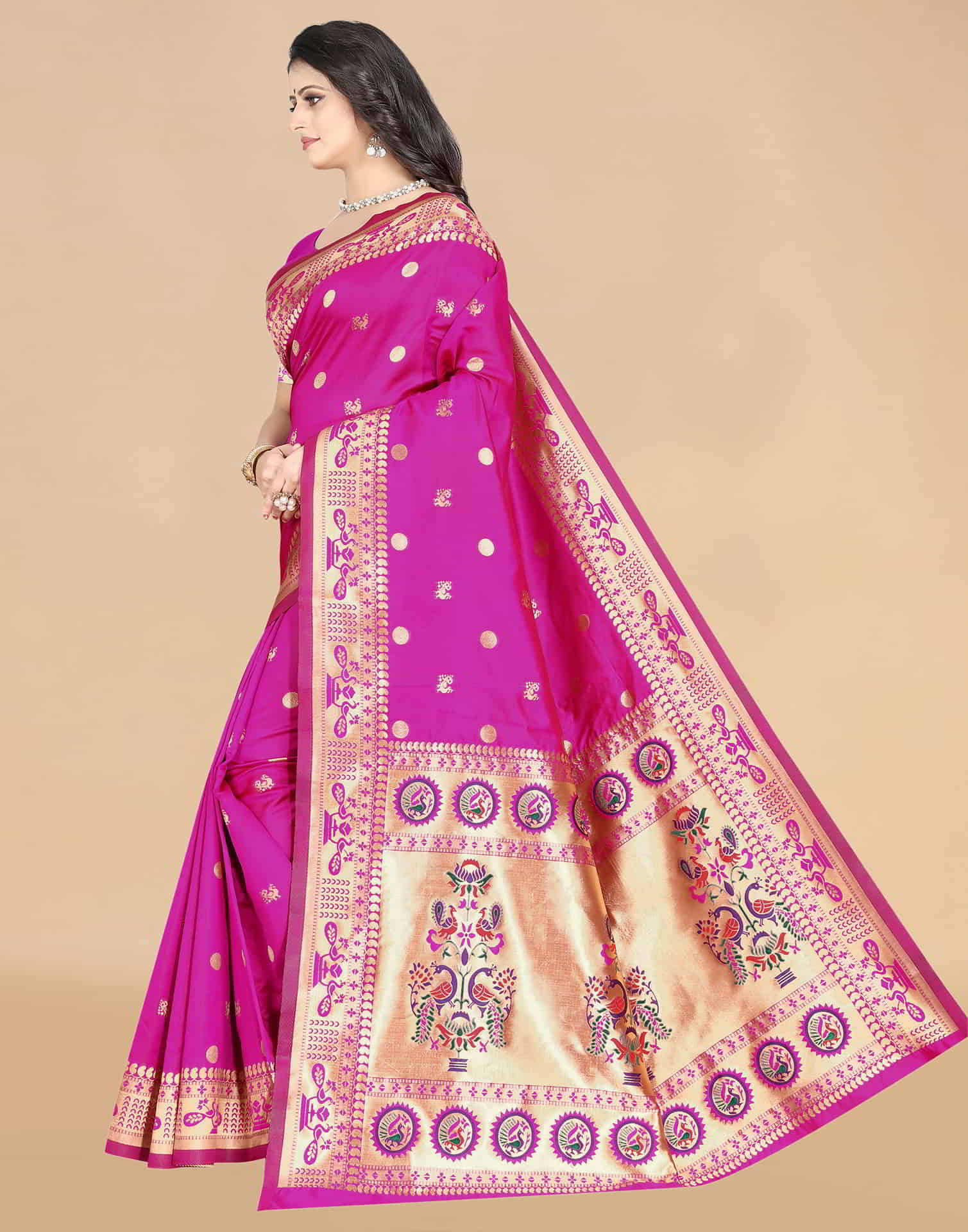 Pink Paithani Silk Woven Saree