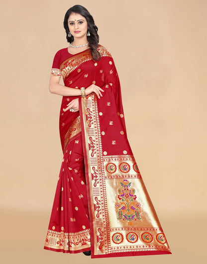 Red Paithani Silk Woven Saree