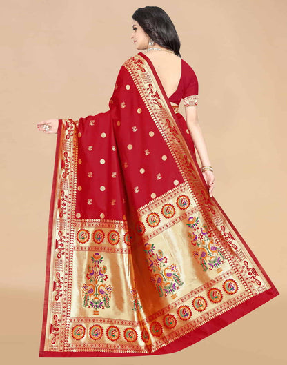 Red Paithani Silk Woven Saree