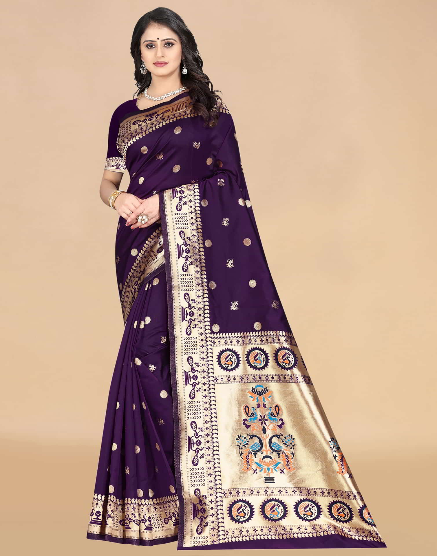 Purple Paithani Silk Woven Saree