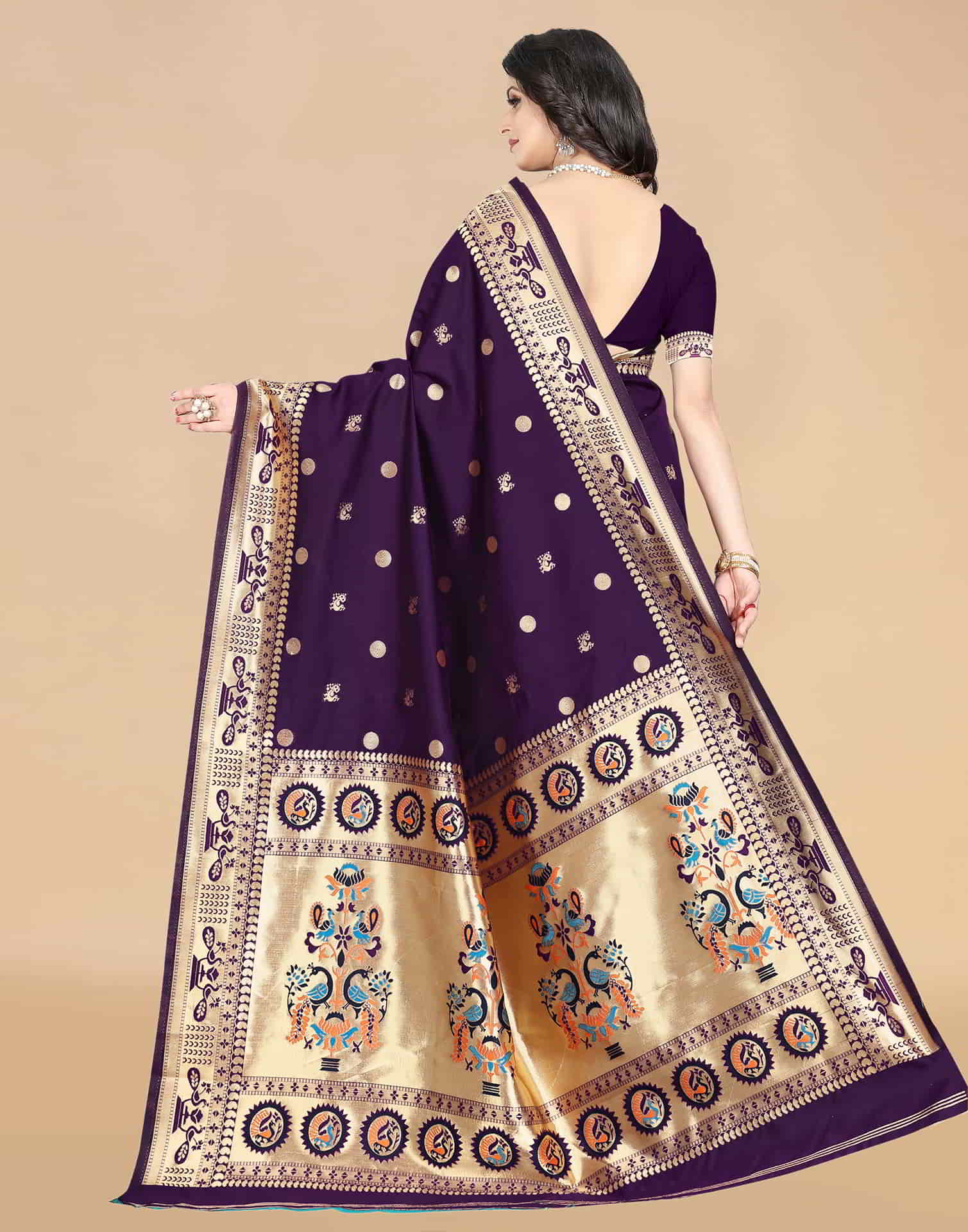 Purple Paithani Silk Woven Saree