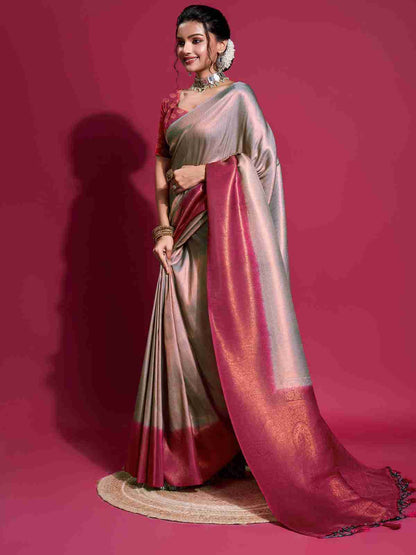 Grey Silk Plain Saree