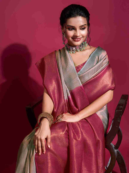 Grey Silk Plain Saree