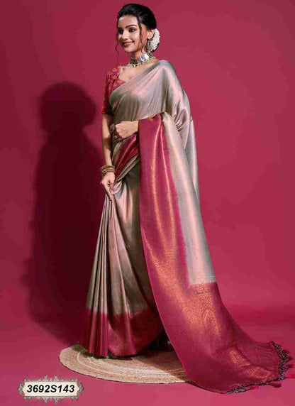 Grey Silk Plain Saree