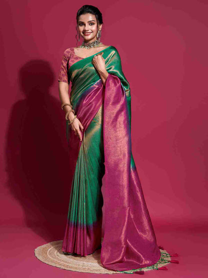 Green Silk Plain Saree