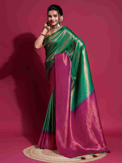 Green Silk Plain Saree