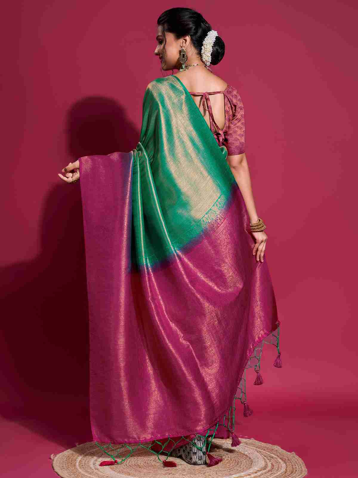 Green Silk Plain Saree