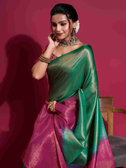 Green Silk Plain Saree