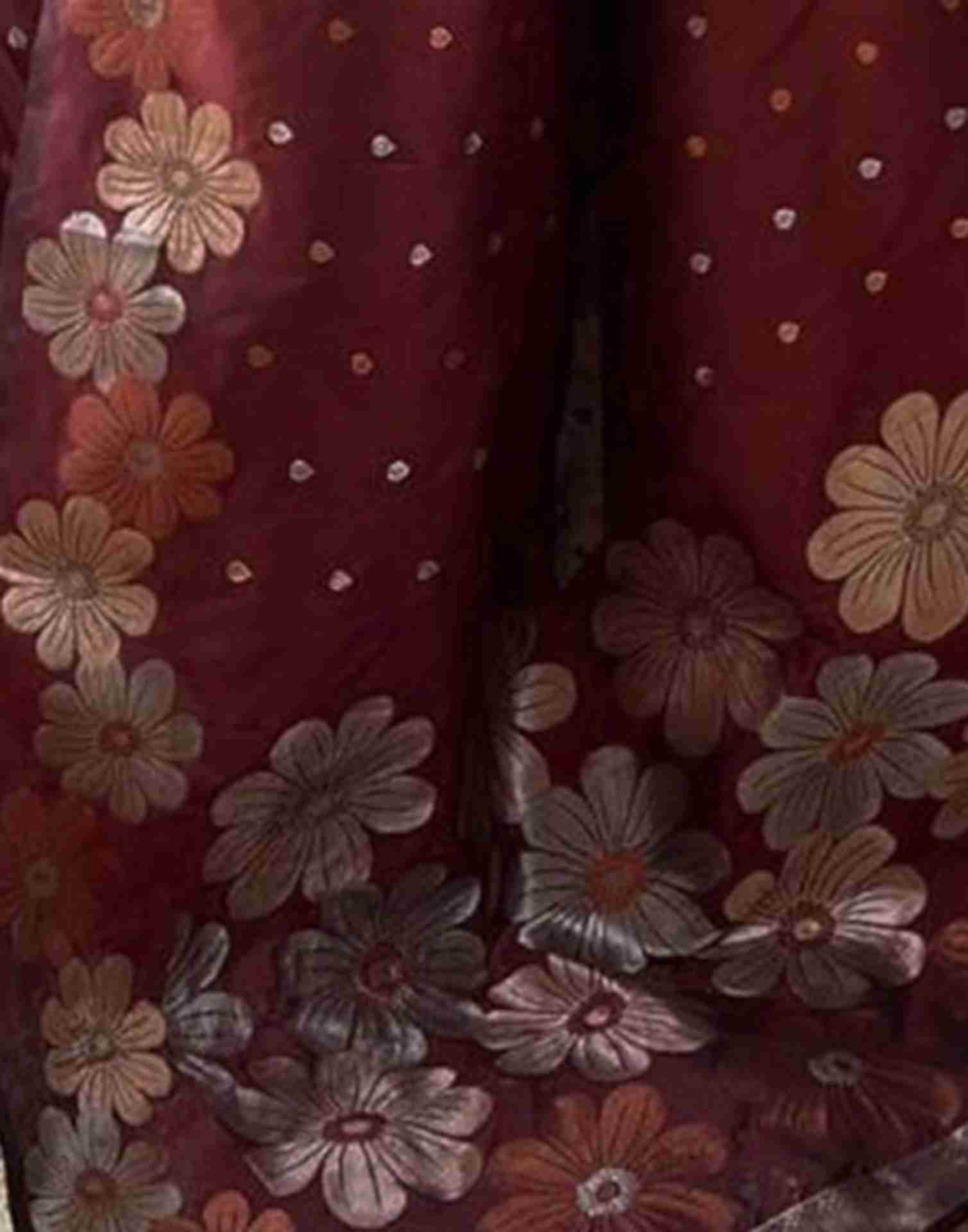 Maroon Floral Silk Woven Saree