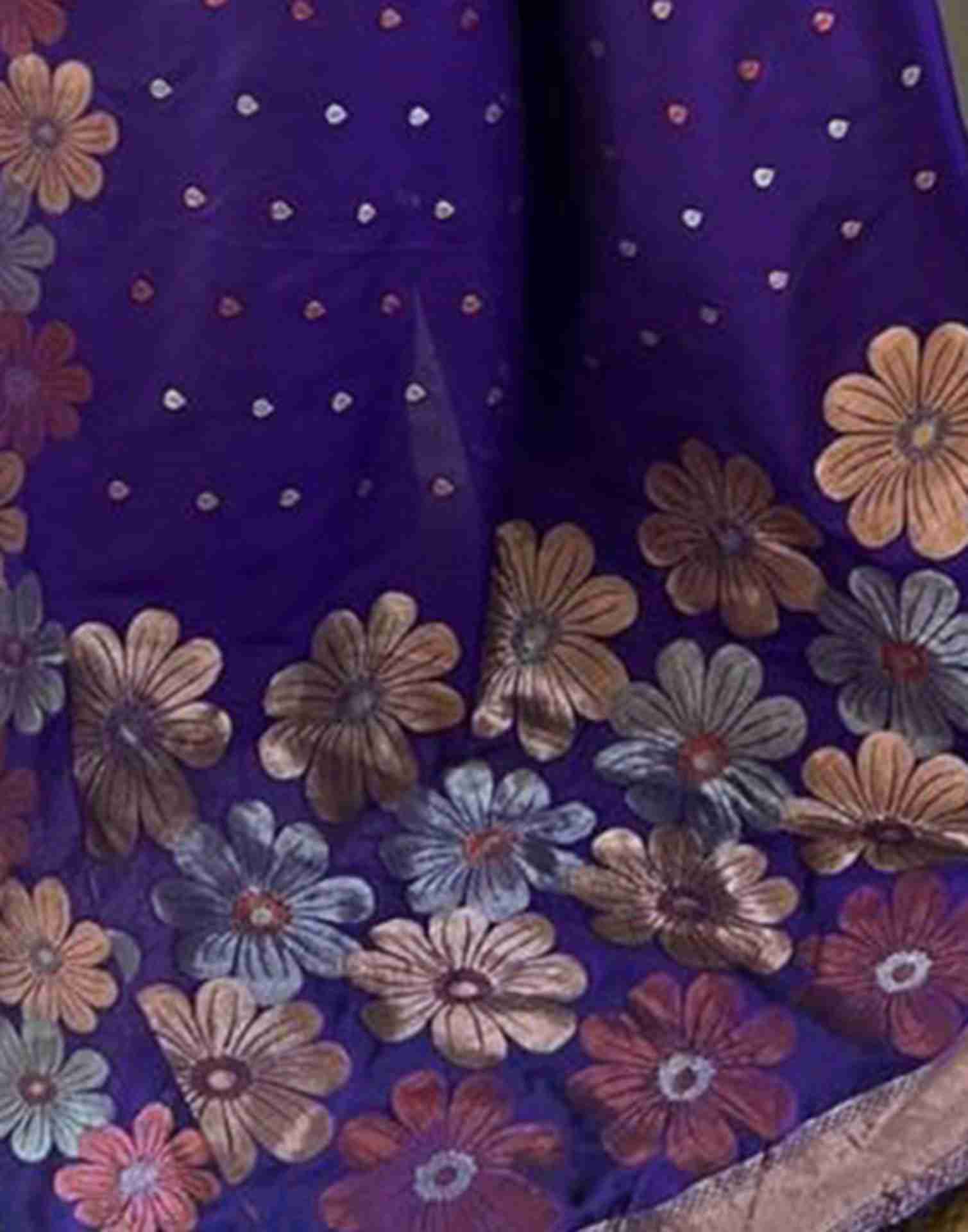 Violet Floral Silk Woven Saree