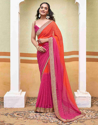 Orange Georgette Plain Saree