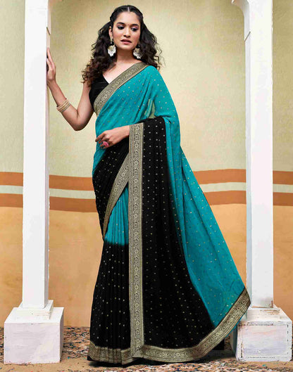 Blue Georgette Plain Saree