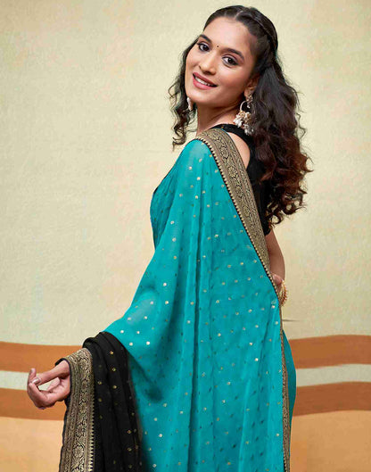 Blue Georgette Plain Saree