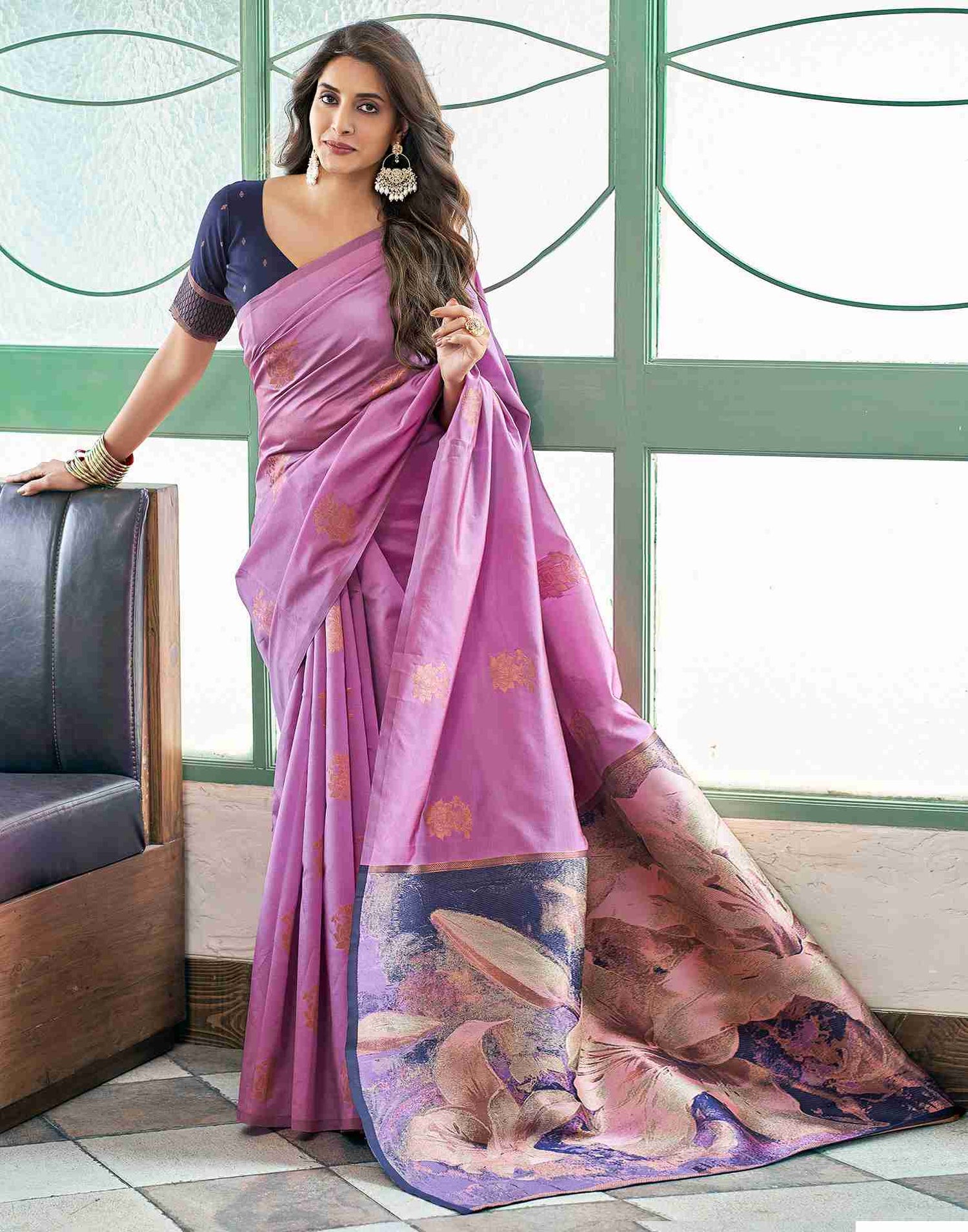 Pink Silk Woven Saree