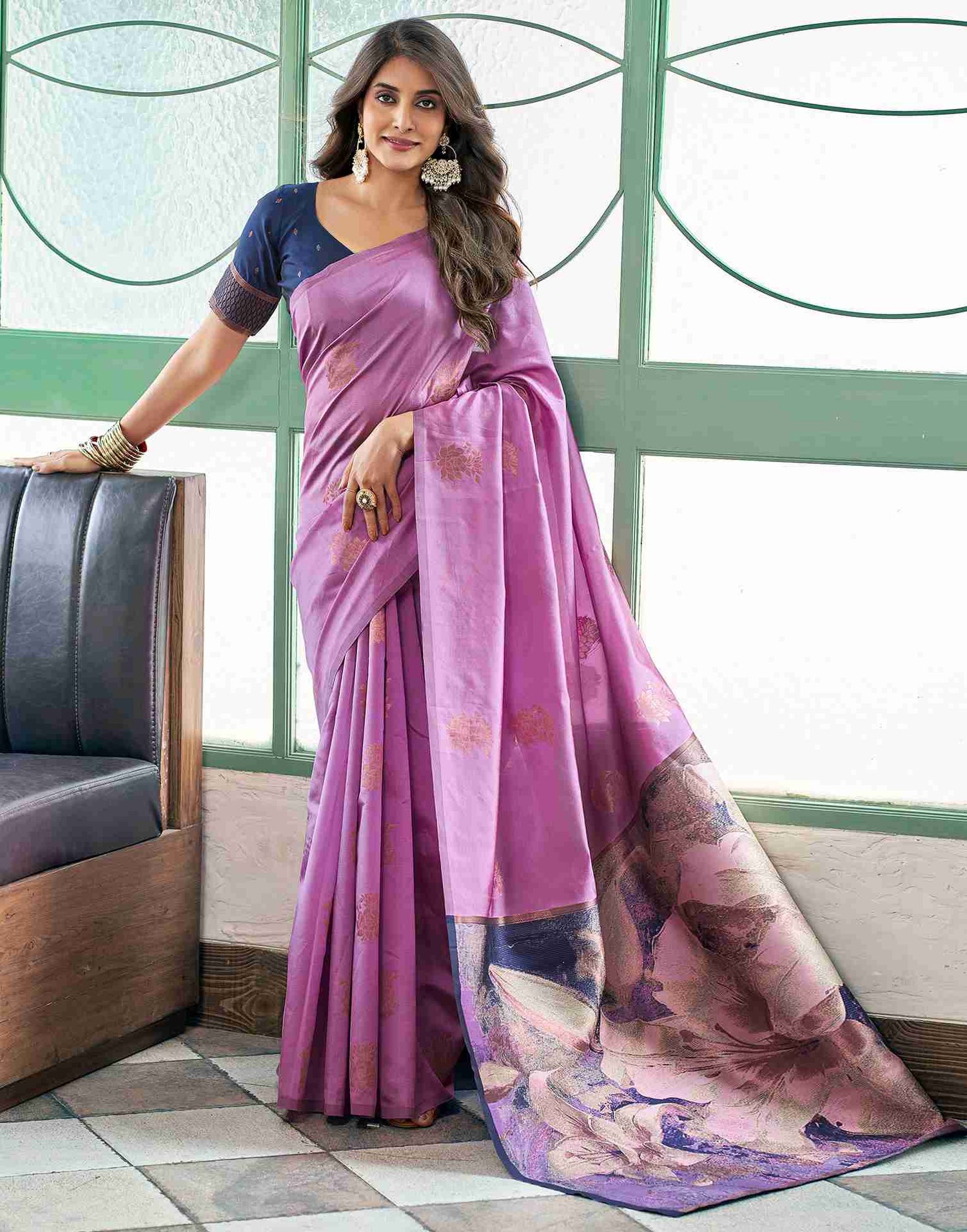 Pink Silk Woven Saree